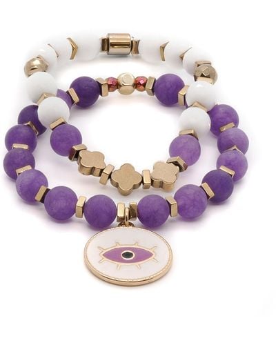 Ebru Jewelry Purple Romantic Bracelet Set