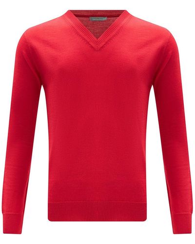 Peraluna V Neck Basic Knitwear Pullover - Red