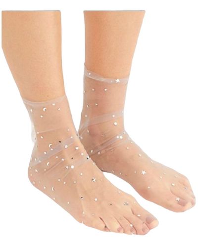 HIGH HEEL JUNGLE by KATHRYN EISMAN Starry Sky Tulle Sock - Natural