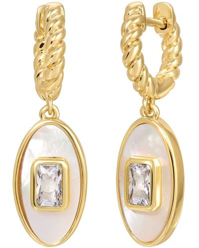 Leeada Jewelry Juno Pendant Earrings Mother Of Pearl - Metallic