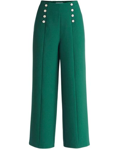 Paisie Button Waist Trousers In - Green