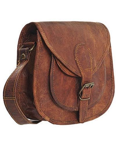 VIDA VIDA Vida Vintage Leather Saddle Bag Small - Brown