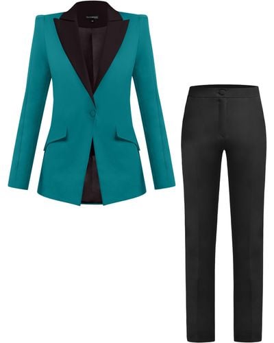 Tia Dorraine Illusion Classic Tailored Suit - Blue