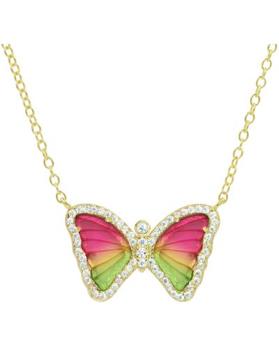 KAMARIA Watermelon Tourmaline Butterfly Necklace - Pink