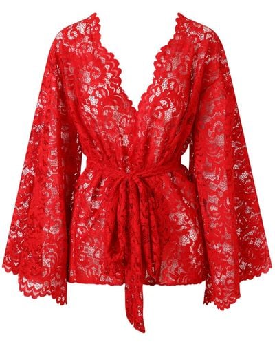 Belle -et-BonBon Valentina Cherry Short Kimono - Red