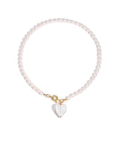 Classicharms Esmée Clear Glaze Heart Pendant Pearl Necklace - Metallic