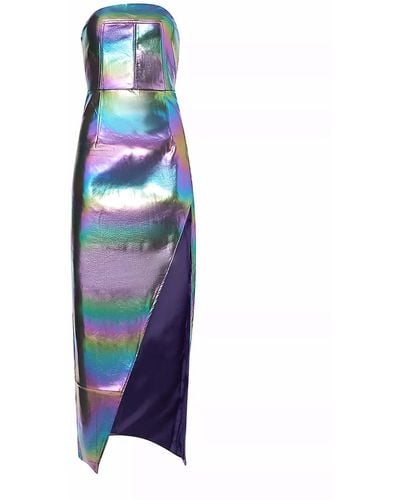 Amy Lynn Gizelle Multi Metallic Strapless Maxi Dress - Blue