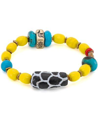Ebru Jewelry Happiness Symbol Yellow Bracelet - Blue