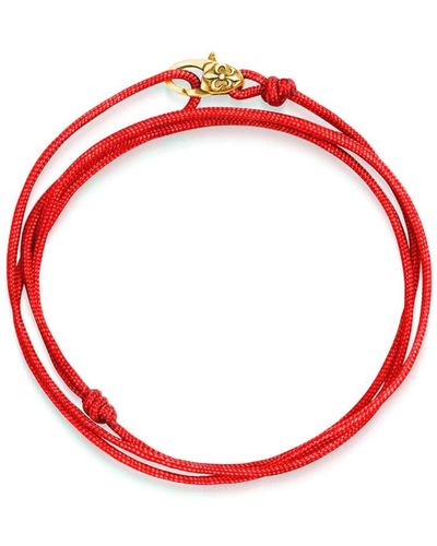 Nialaya Wrap-around String Bracelet With Sterling Silver Gold Plated Lock - Red