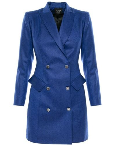 AVENUE No.29 Double Breasted Wool Blazer Dress - Blue
