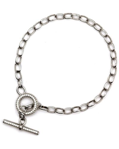 VicStoneNYC Fine Jewelry Special Hook Lock Sterling Designer Bracelet - Metallic