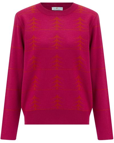 Peraluna Gemini Pine Patterned Pullover In Fuchsia/orange - Pink