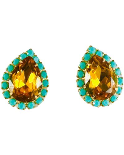 The Pink Reef Pear Stud In Sunflower - Multicolor