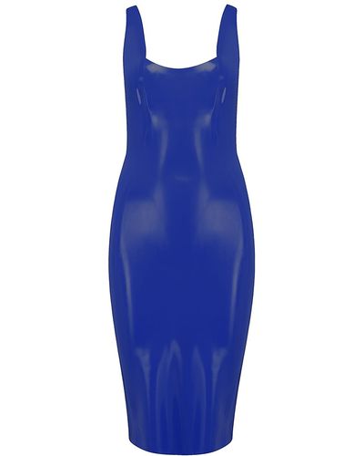 Elissa Poppy Latex Midi Dress - Blue