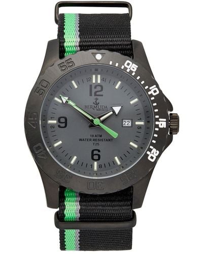 Bermuda Watch Company Bermuda Watch Co Stovel Bay Black & Nylon Gtls Watch - Green