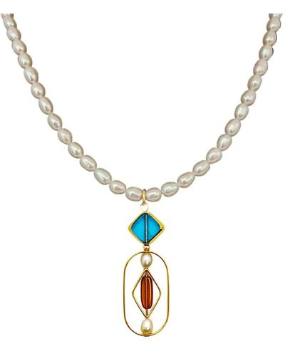 Aracheli Studio Geometric Art X Pearls Necklace - Metallic