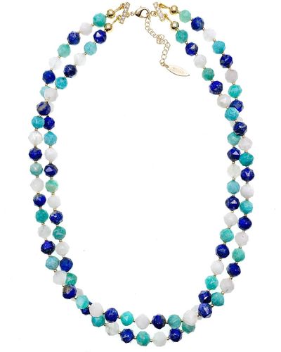 Farra Color Mixed Gemstone Double Strands Necklace - Blue