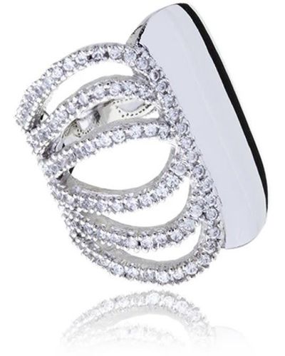 Georgina Jewelry Silver Raffine Diamond Butterfly Ring - White