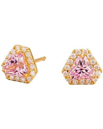 Juvetti Diana Gold Earrings With Pink Sapphires And Diamonds