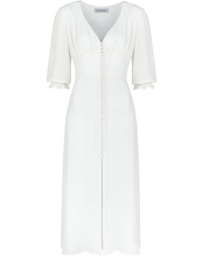SaintBy Ecru Midi Silk Sophie Dress - White