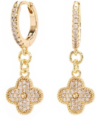 The Essential Jewels Filled Clover huggie Drop Earrings - Metallic
