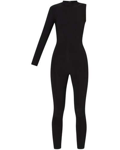 LIA ARAM Asymmetrical Long-sleeved Jumpsuit - Black