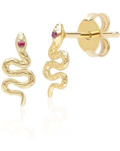 Gemondo Ruby Snake Wrap Stud Earrings In Yellow Gold - Metallic