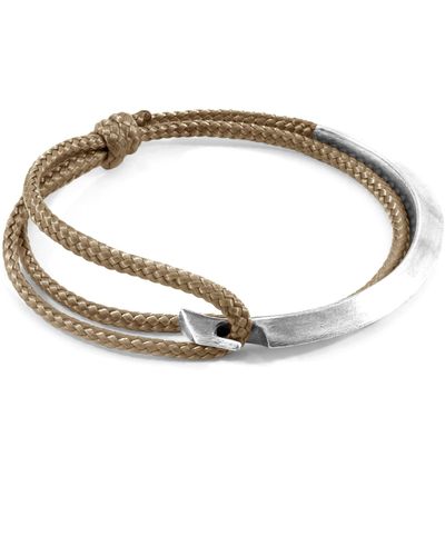 Anchor and Crew Sand Hove Silver & Rope Bracelet - Metallic