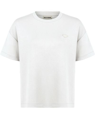 Nocturne Logo Designed Basic T-shirt - White