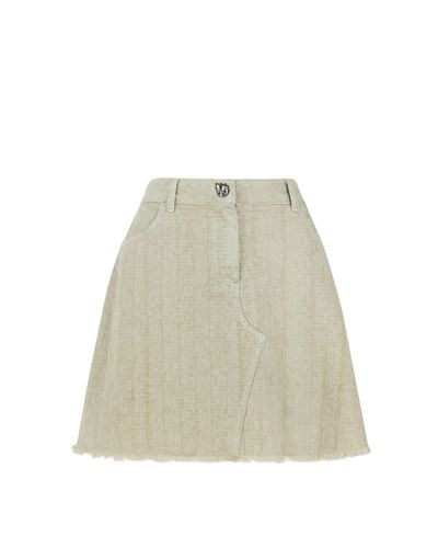 Nocturne Neutrals Tasselled Mini Denim Skirt - Natural