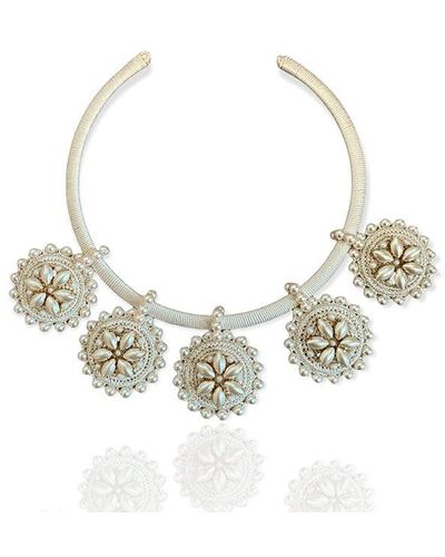 PINAR OZEVLAT Neutrals Pearl Flower Necklace - Metallic