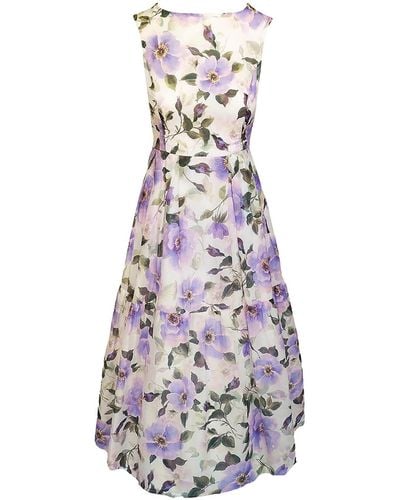 Haris Cotton Printed Voile Cotton Maxi Sleeveless Dress - Purple