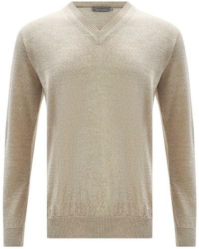 Peraluna V Neck Basic Knitwear Pullover - White