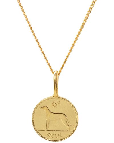 Katie Mullally Irish 6d Coin Necklace In Yellow Plate - Metallic