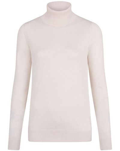 Paul James Knitwear Neutrals Terri Ultra-fine Cotton Roll Neck Long Sleeve Sweater - White