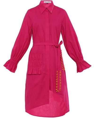 Style Junkiie Hot Poplin Shirt Dress - Pink