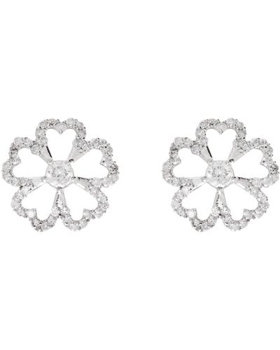Kaizarin Twin Flowers Diamond Earrings - White