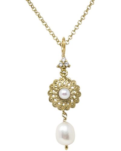 Vintouch Italy Filigrana Gold-plated Pearl Necklace - White