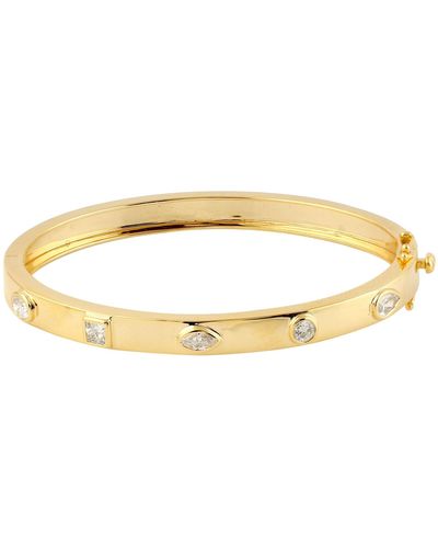 Artisan Bezel Set Natural Multi Shape Diamond In 18k Gold Segment Bracelet Bangle - Metallic
