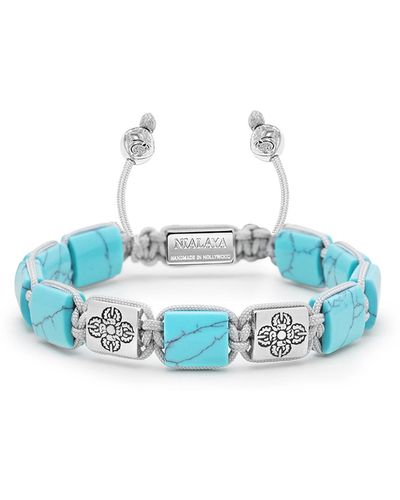 Nialaya Turquoise Flatbead Bracelet With Dorje Bead In - Blue