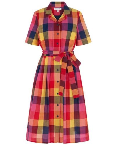 Emily and Fin May Jaipur Plaid Dress Short - Red