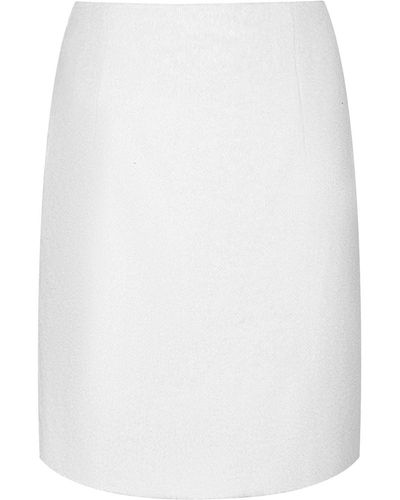 Conquista Ecru Wool Coat Fabric Mini Skirt - White