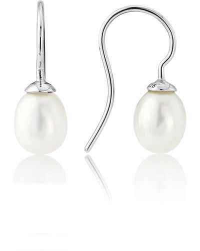 Auree Gloucester White Freshwater Pearl & Silver Drop Earrings