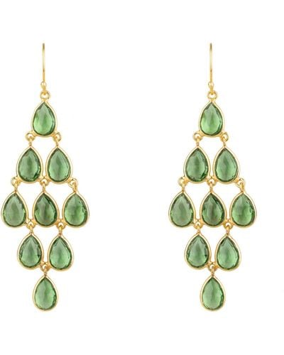 LÁTELITA London Erviola Gemstone Cascade Earrings Gold Peridot - Green