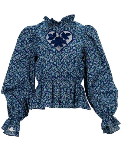 Kristinit Floral Sirsna Top - Blue
