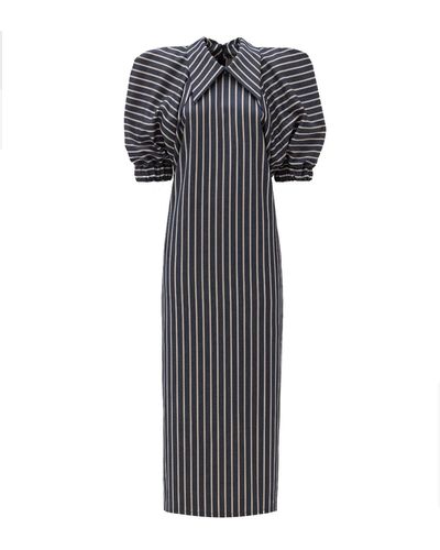 Julia Allert Striped Midi Dress - Gray