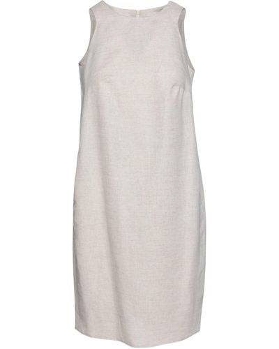 Conquista Neutrals Linen Sand Colour Sleeveless Sack Dress - White