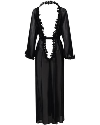 Belle -et-BonBon New Edition Fifi Full Length Backless Semi Sheer Petal Kimono - Black