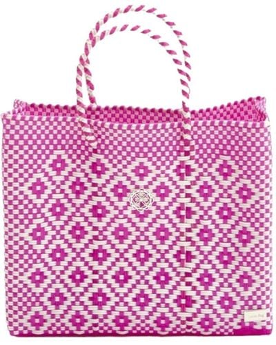 Lolas Bag Small Pink Aztec Tote Bag - Purple