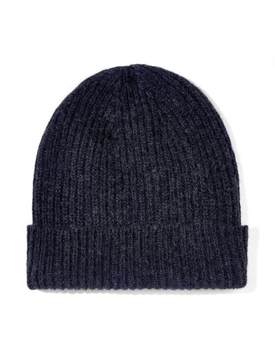 Paul James Knitwear 100% Cashmere Ribbed Beanie Hat - Blue